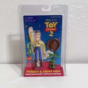 Disney Pixar Toy Story 2 Woody & Army Men Poseable Bendable 5" Figure Mattel NEW